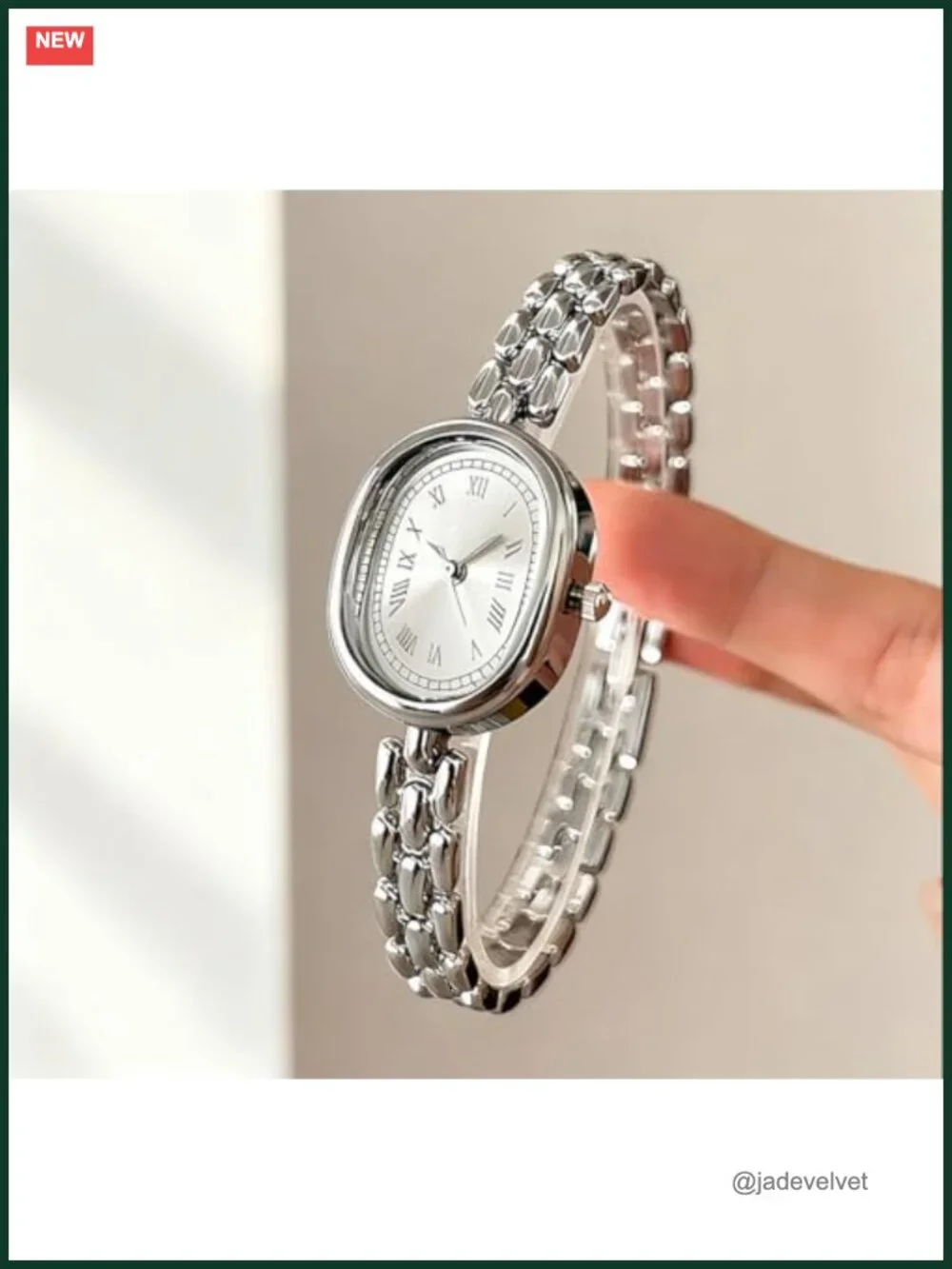 Oval Dial Roman Numeral Analog Dress Watch Metal Bracelet Quartz Wristwatch